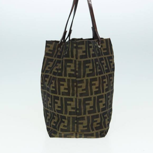 FENDI Zucca Canvas Tote Bag Brown Black Auth bs15988 - Picture 3 of 16
